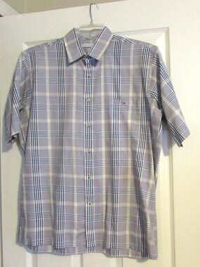 Men's CHRISTIAN DIOR Short Sleeve Plaid Shirt  Size L